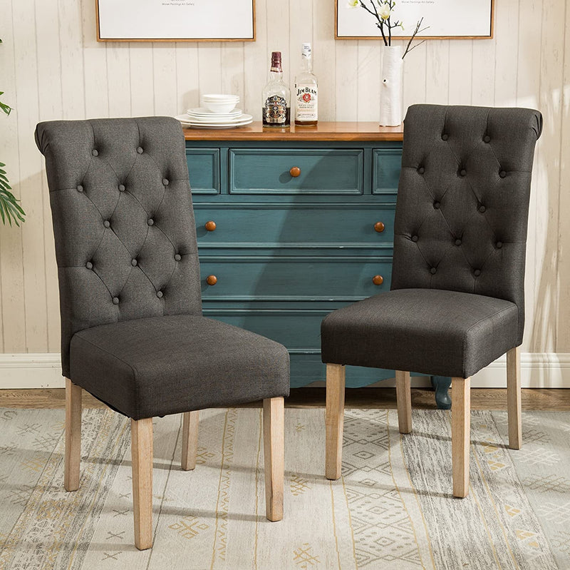 Charcoal Tufted Dining Chairs-1