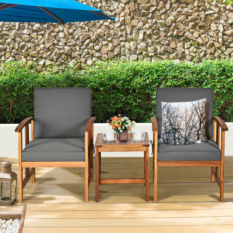 3 Pieces Solid Wood Outdoor Patio Sofa Furniture Set-4