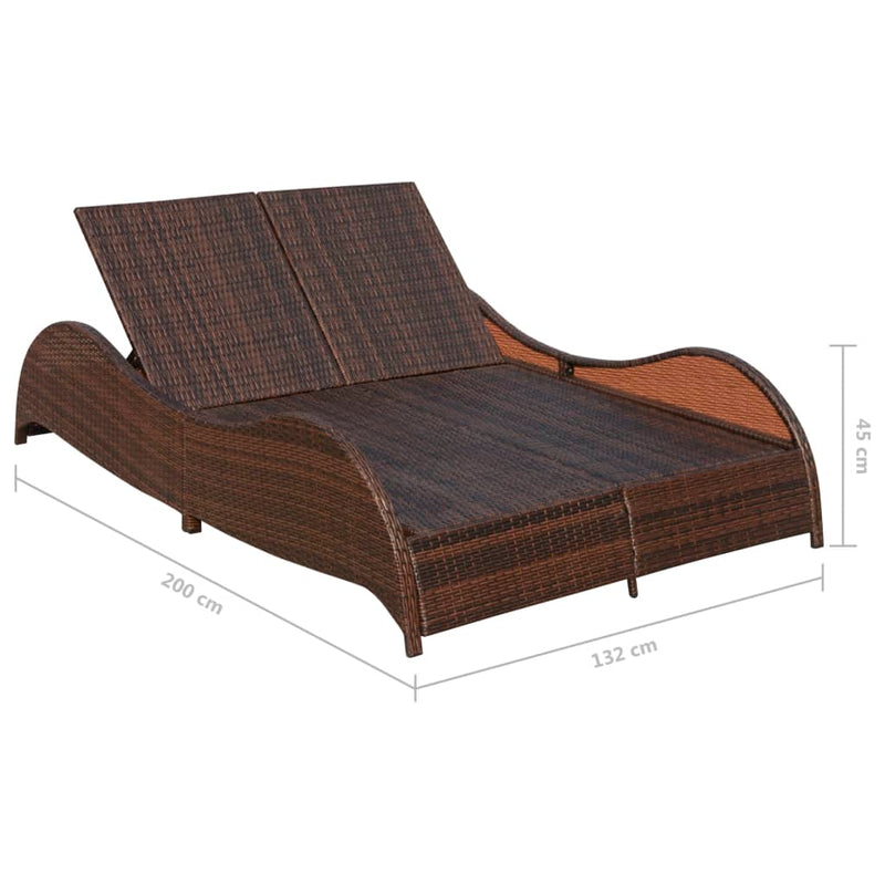 vidaXL Patio Lounge Chairs Outdoor Double Sunloungers Sunbeds Poly Rattan-1