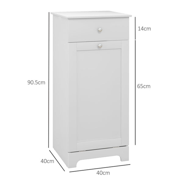 Bathroom Cabinet with Laundry Basket, Bathroom Storage Unit with Foldable Laundry Hamper and Drawer for Washroom, White by HOMCOM-1