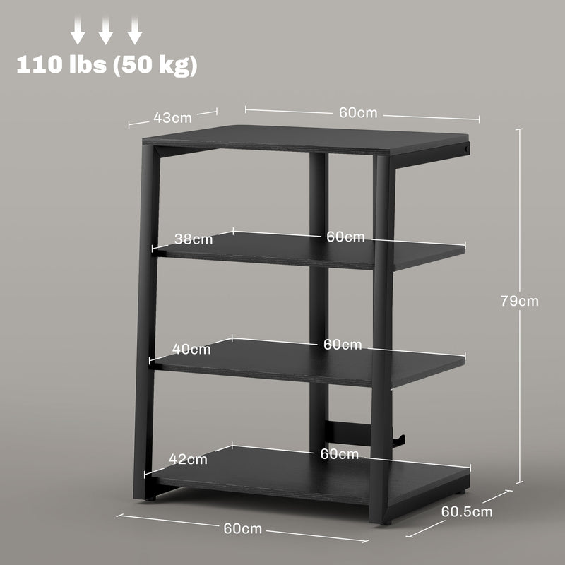 TV Stand Cabinet for 28 Inch TVs: Corner TV Unit with Open Adjustable Shelves and Extension Lead Holder, Entertainment Unit | HOMCOM-1