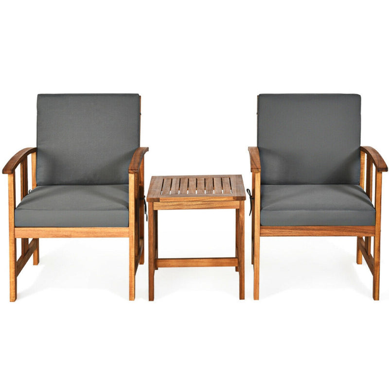 3 Pieces Solid Wood Outdoor Patio Sofa Furniture Set-2