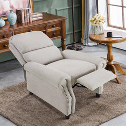 Pushback Recliner Chair, Chenille Upholstered Accent Chairs, Adjustable Reclining Sofa with Easy Lounge for Living Room Office 4865 (Beige)-3