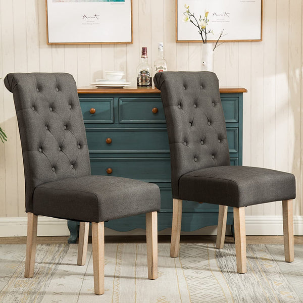 Charcoal Tufted Dining Chairs-0