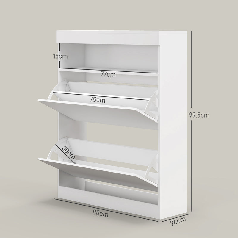 16 Shoe Pair Shoe Storage Cabinet, with Flip Doors in White | HOMCOM-1