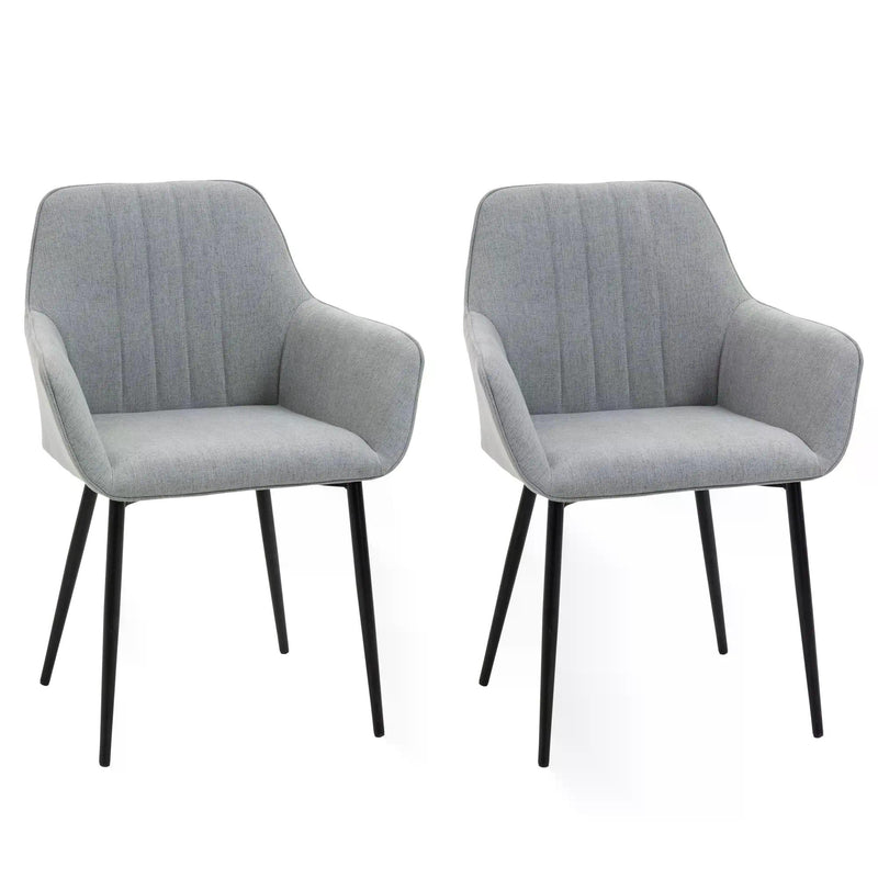 Dining Chairs Upholstered Linen Fabric Accent Chairs with Metal Legs, Set of 2, Light Grey-0